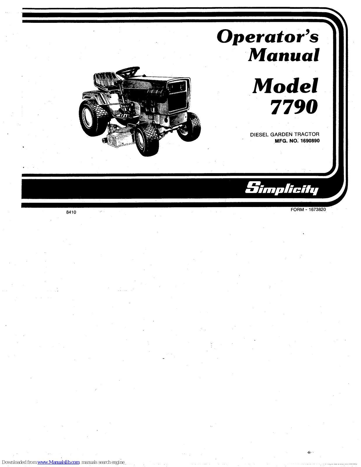 Simplicity 7790 Operator's Manual