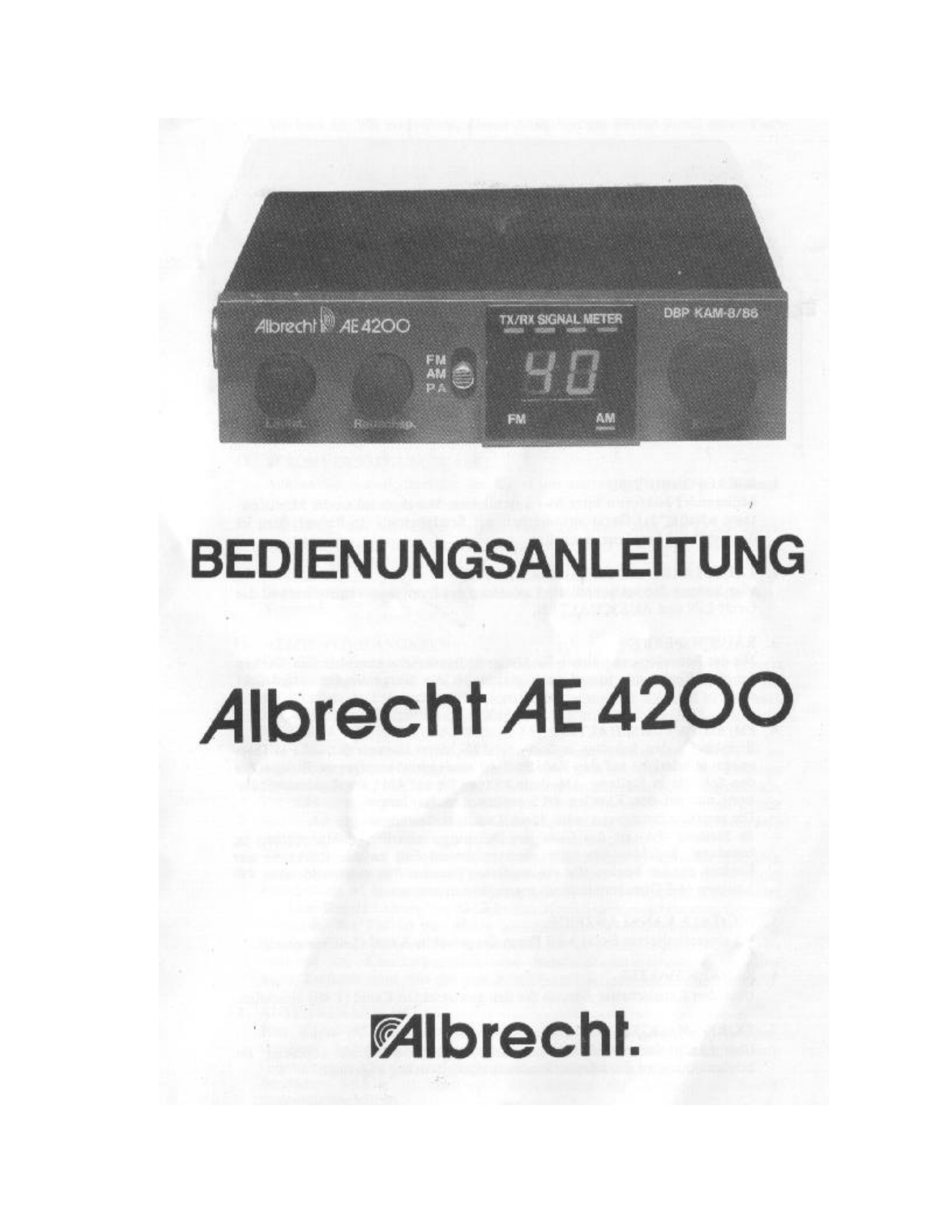 Albrecht AE4200 User Guide