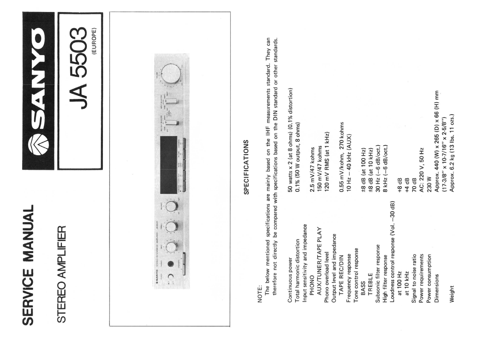 Sanyo JA-5503 Service Manual