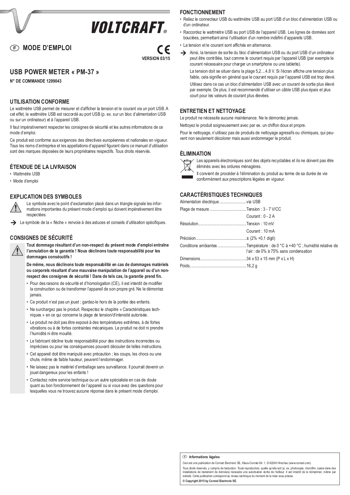 VOLTCRAFT PM-37 User guide