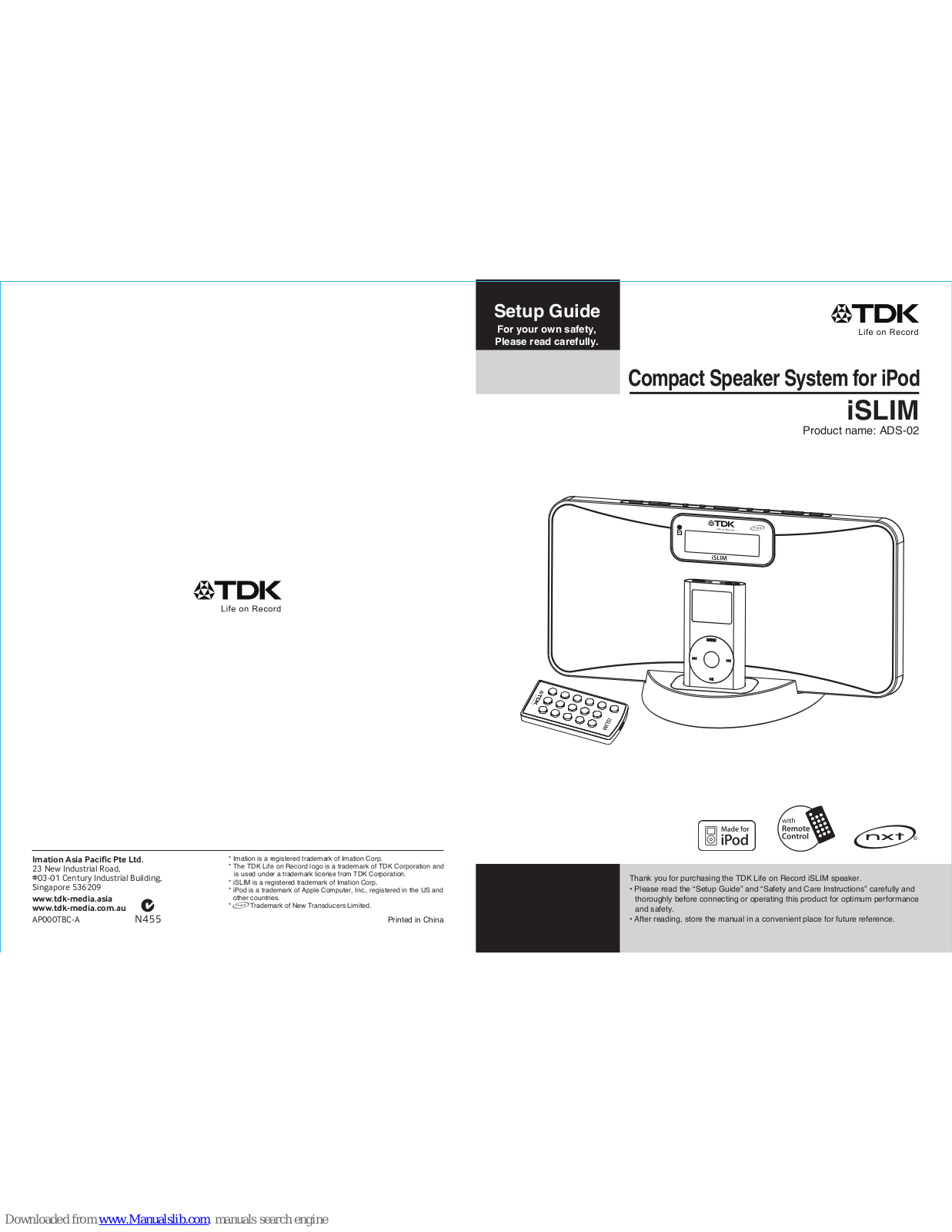 TDK iSLIM ADS-02 Setup Manual