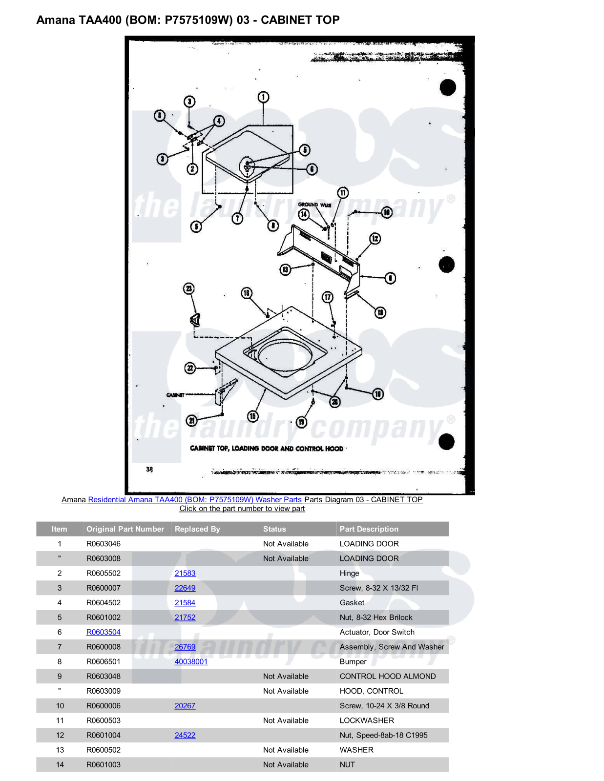 Amana TAA400 Parts Diagram