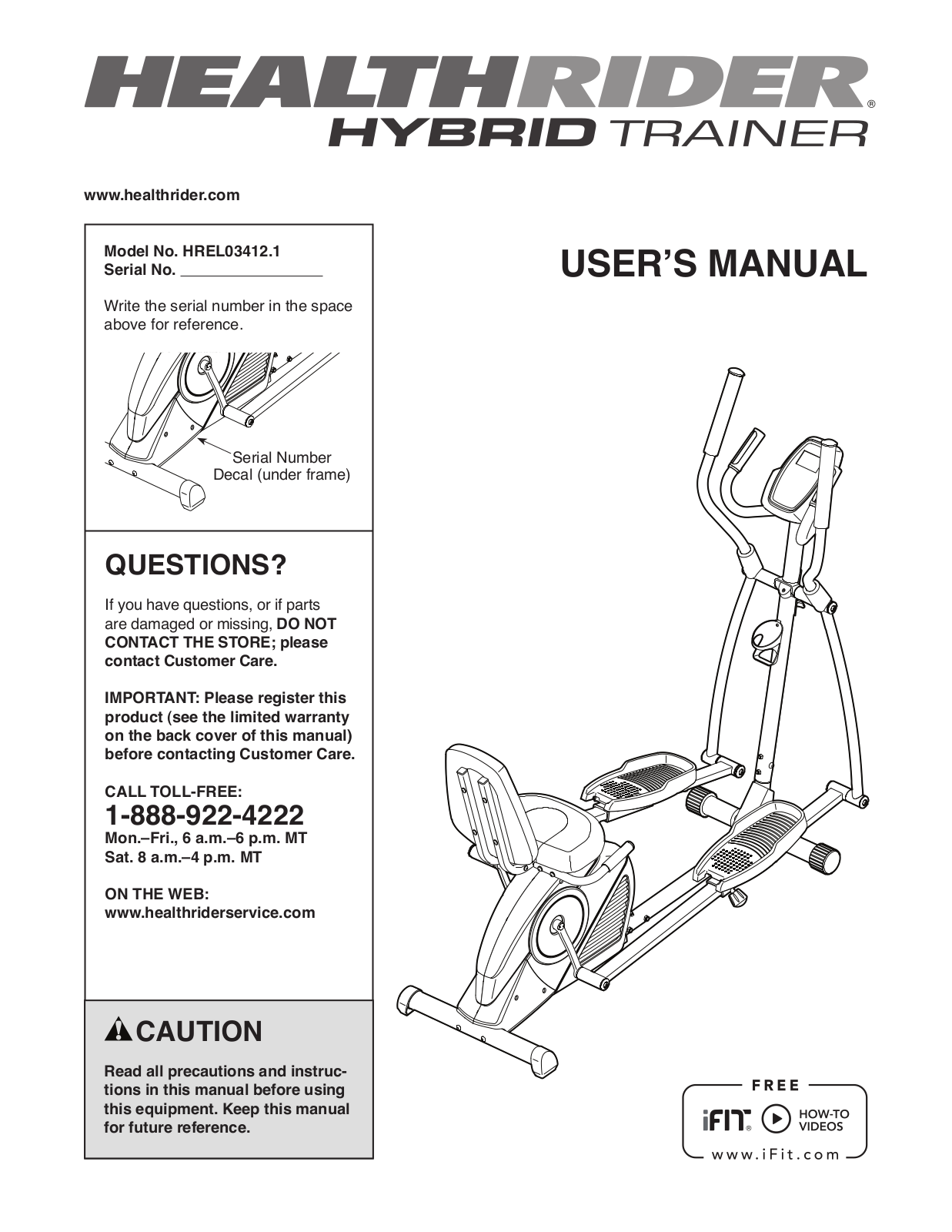 HealthRider HREL034121 Owner's Manual