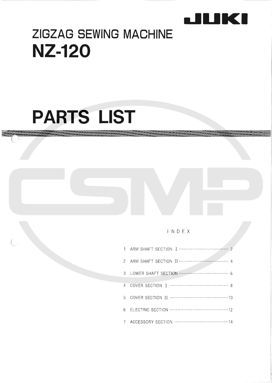 Juki NZ120 Parts Book