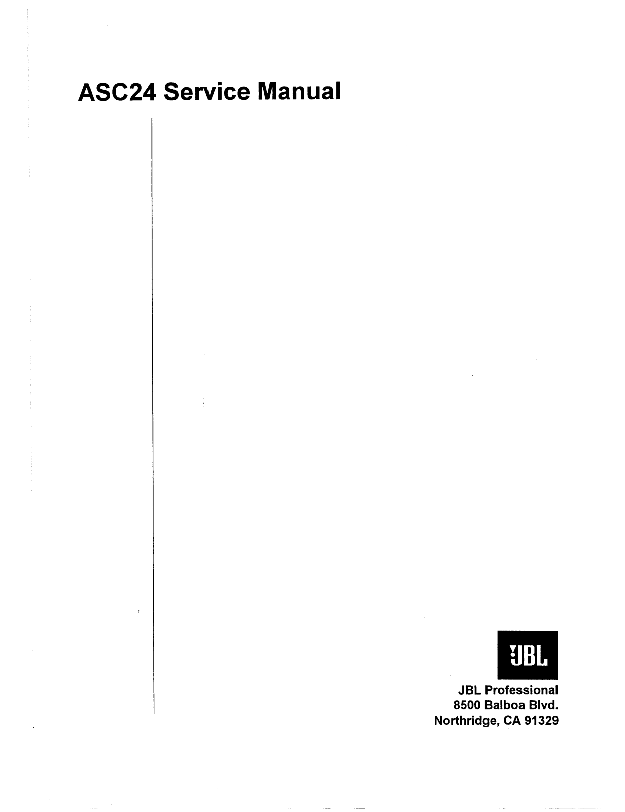 JBL ASC-24 Service manual