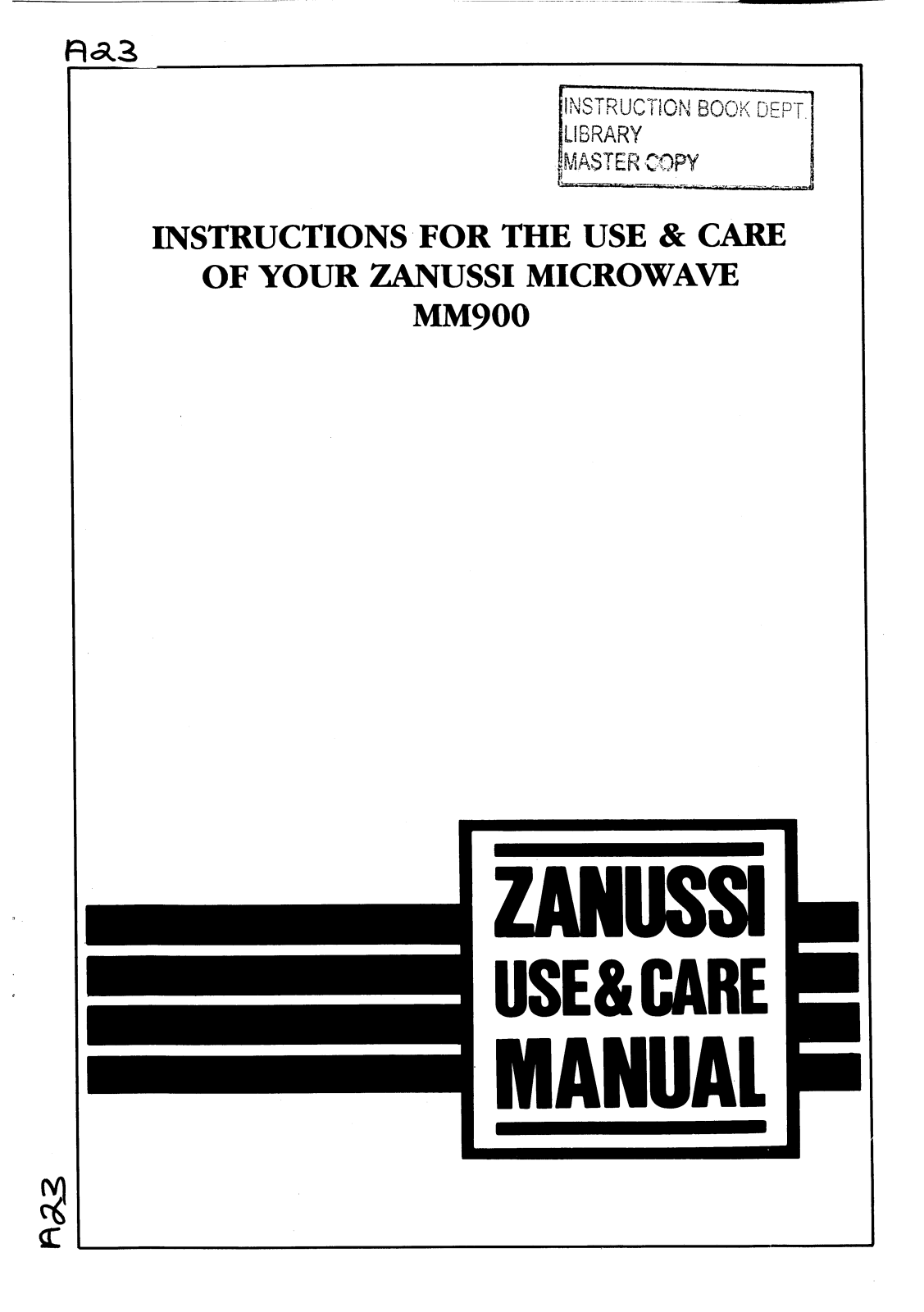 Zanussi MM900B User Manual