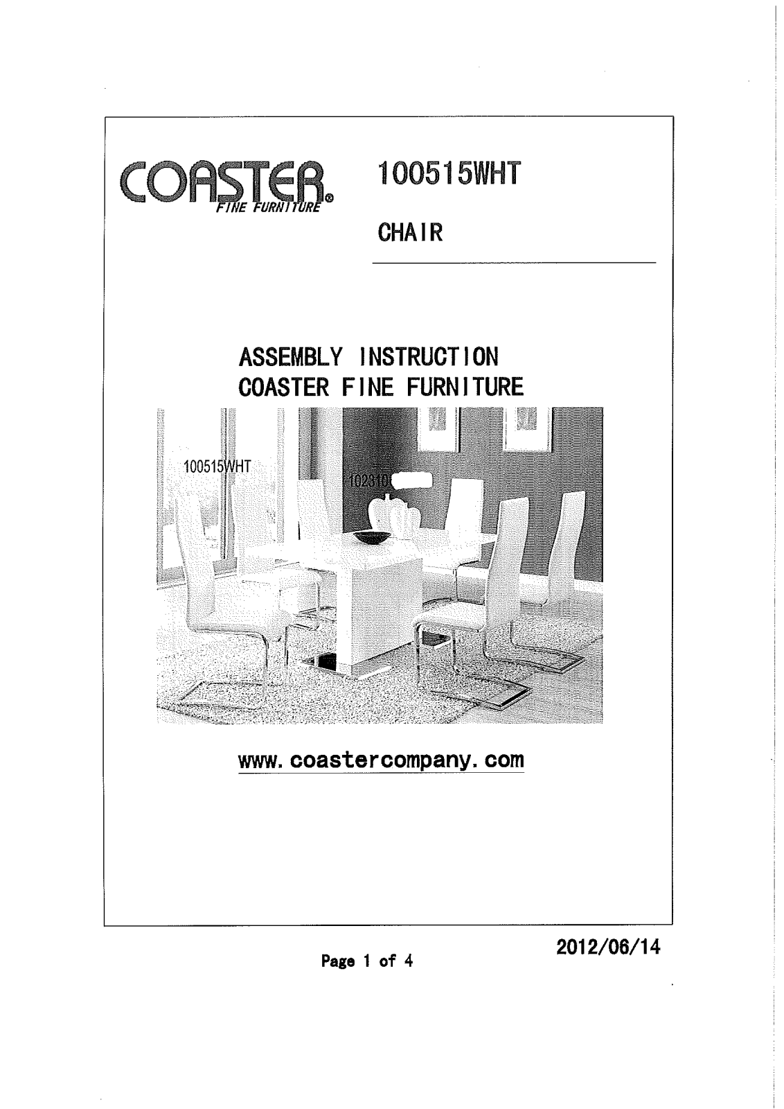 Coaster 100515WHT Assembly Guide - ManualMachine.com
