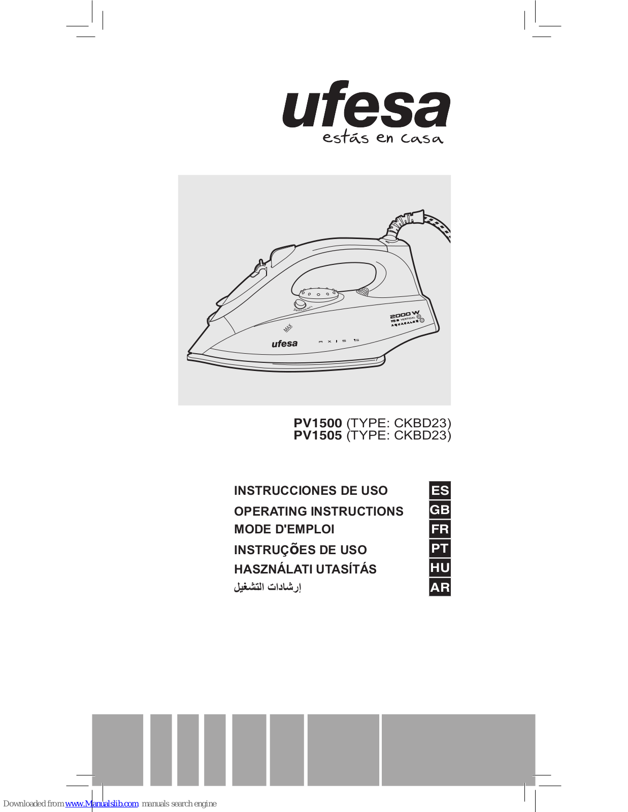 UFESA PV1500, PV1505 Operating Instructions Manual