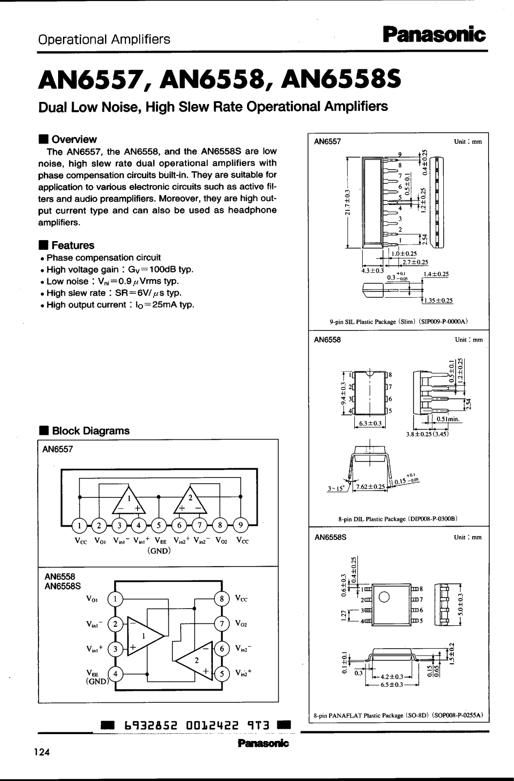 Panasonic AN6558S, AN6558, AN6557 Datasheet