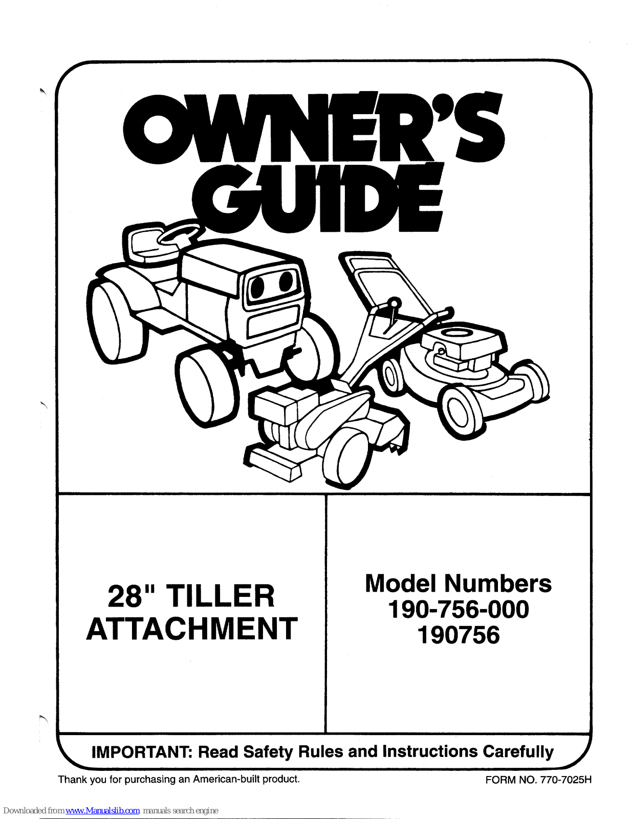 MTD 190-756-00, 190756 Owner's Manual