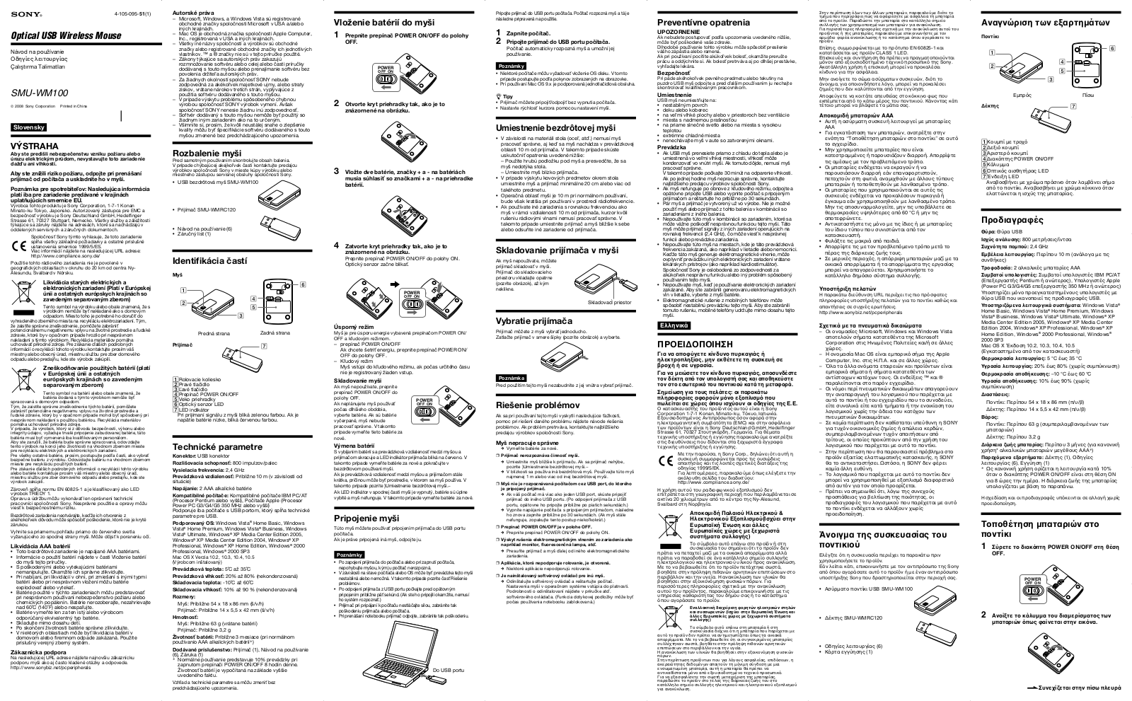 Sony SMU-WM100 User Manual