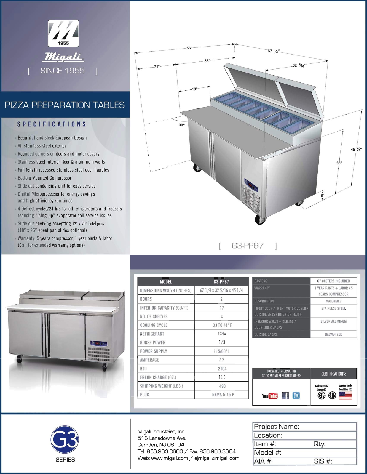 Migali G3-PP67 User Manual