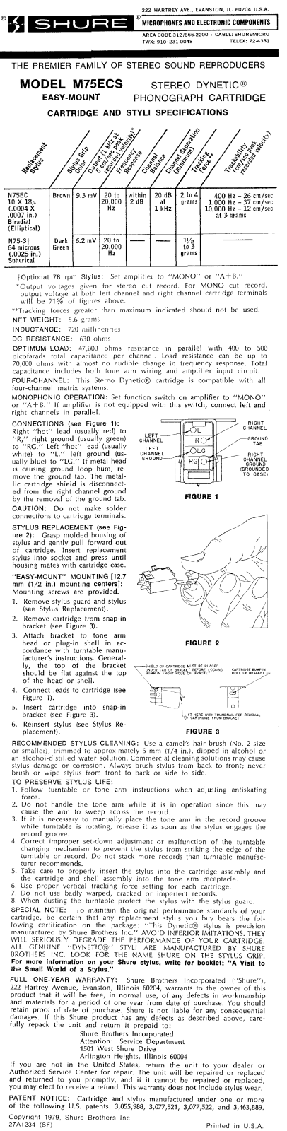Shure M75ECS User Guide - ManualMachine.com