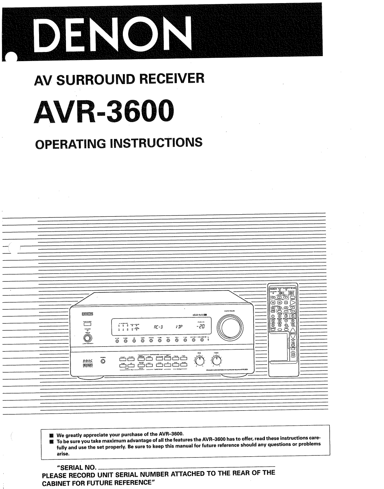 Denon AVR-3600 User Manual