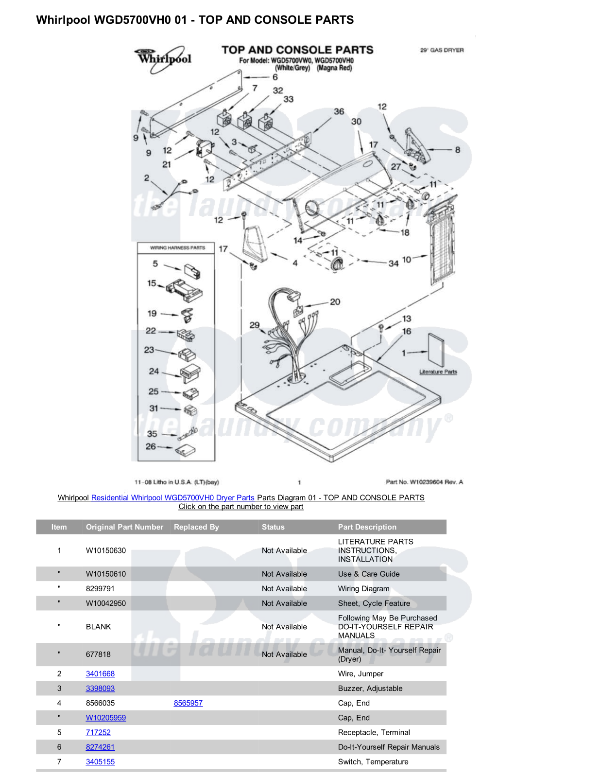 Whirlpool WGD5700VH0 Parts Diagram