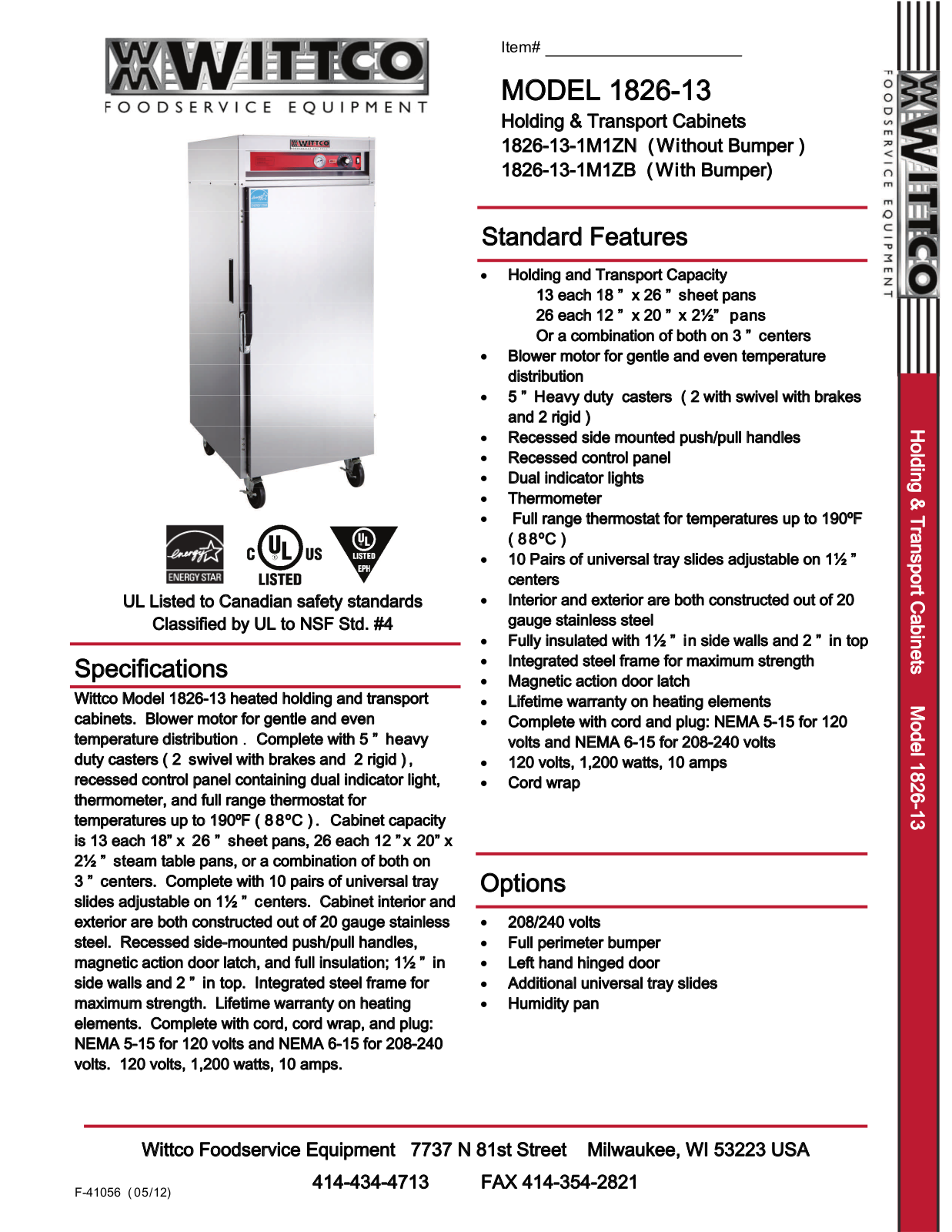 Wittco 1826-13, 1826-13-1M1ZB User Manual