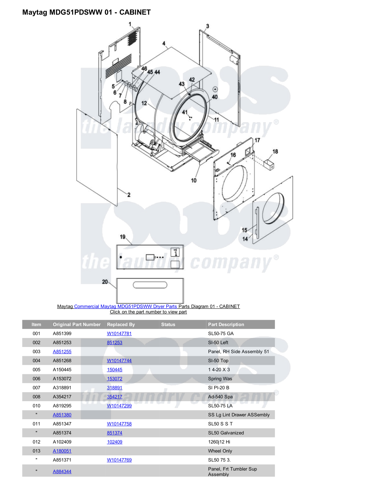 Maytag MDG51PDSWW Parts Diagram