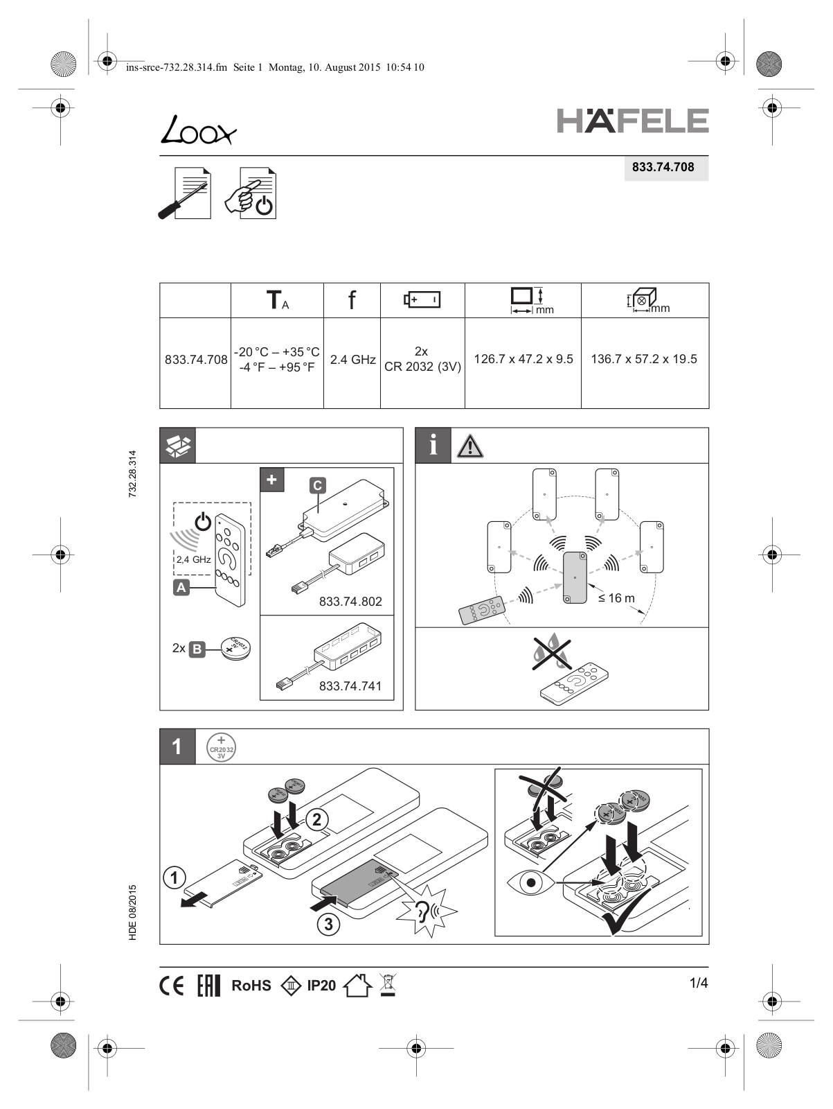 Hafele America HAFELESZOF, HAFELESZOG User Manual