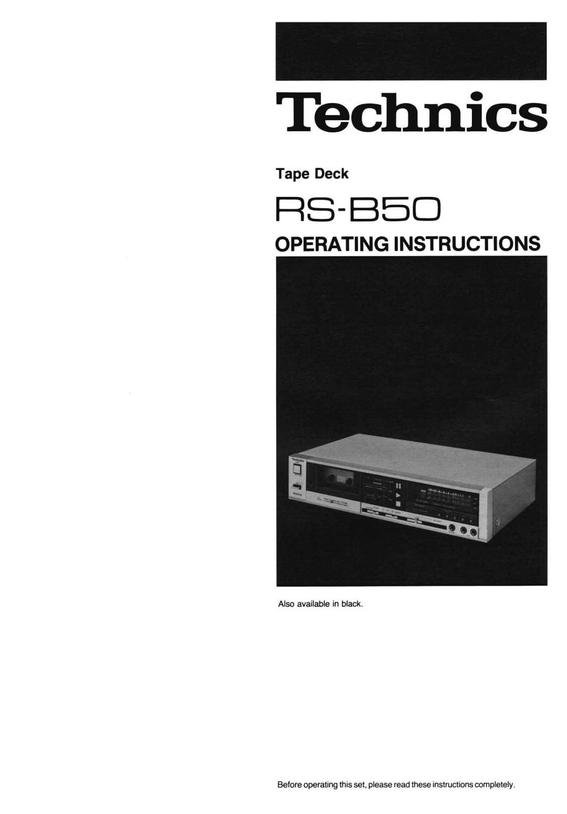 Technics RS-B-50 Owners Manual