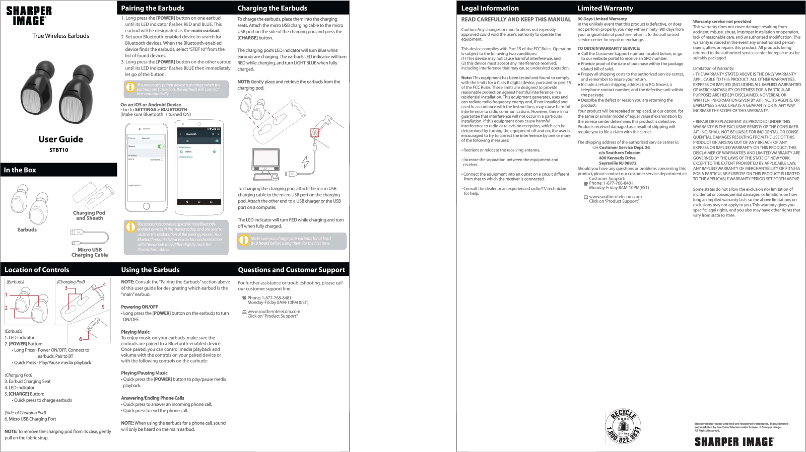 Sharper image STBT10 User Manual