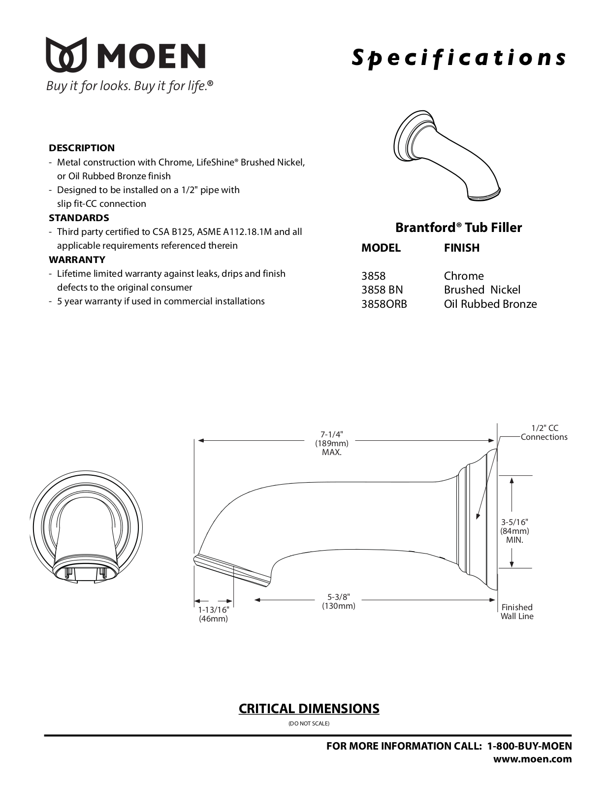 Moen MOE4291 Specifications - ManualMachine.com