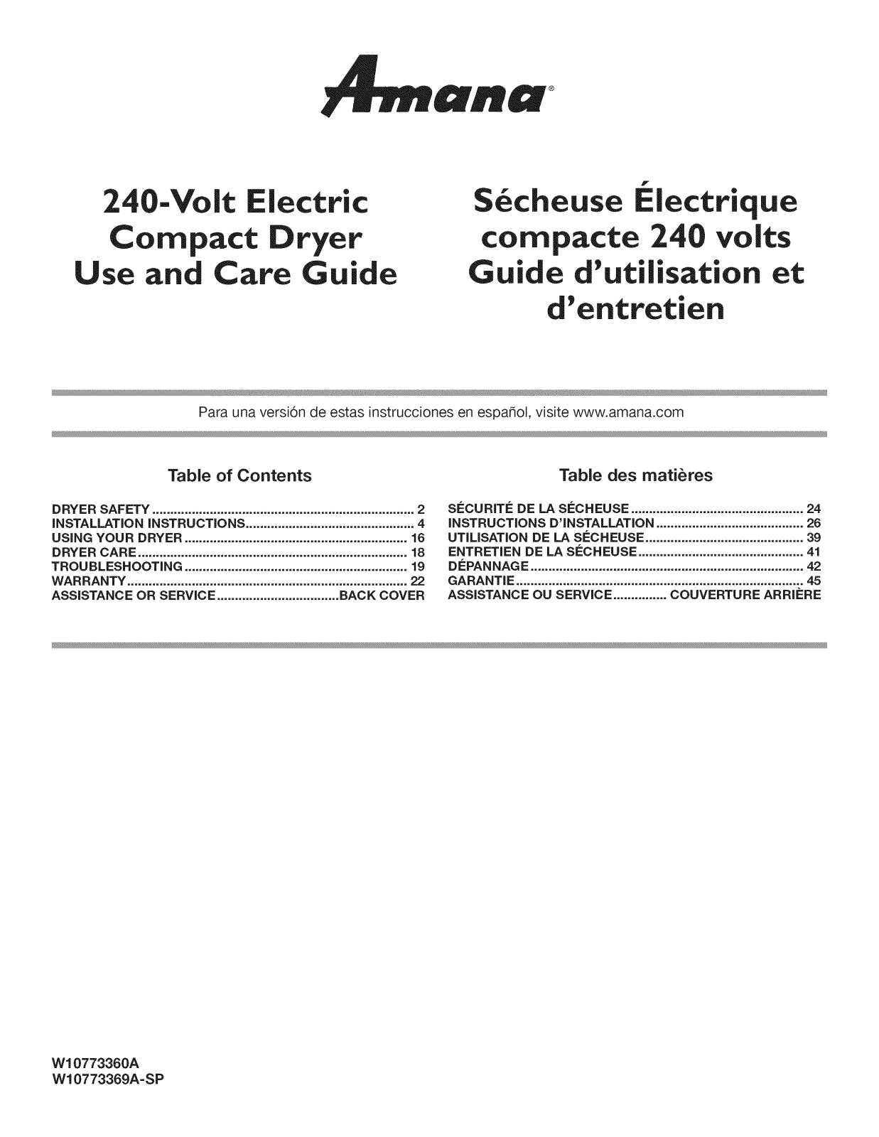 Amana NEC3240FW0 Owner’s Manual