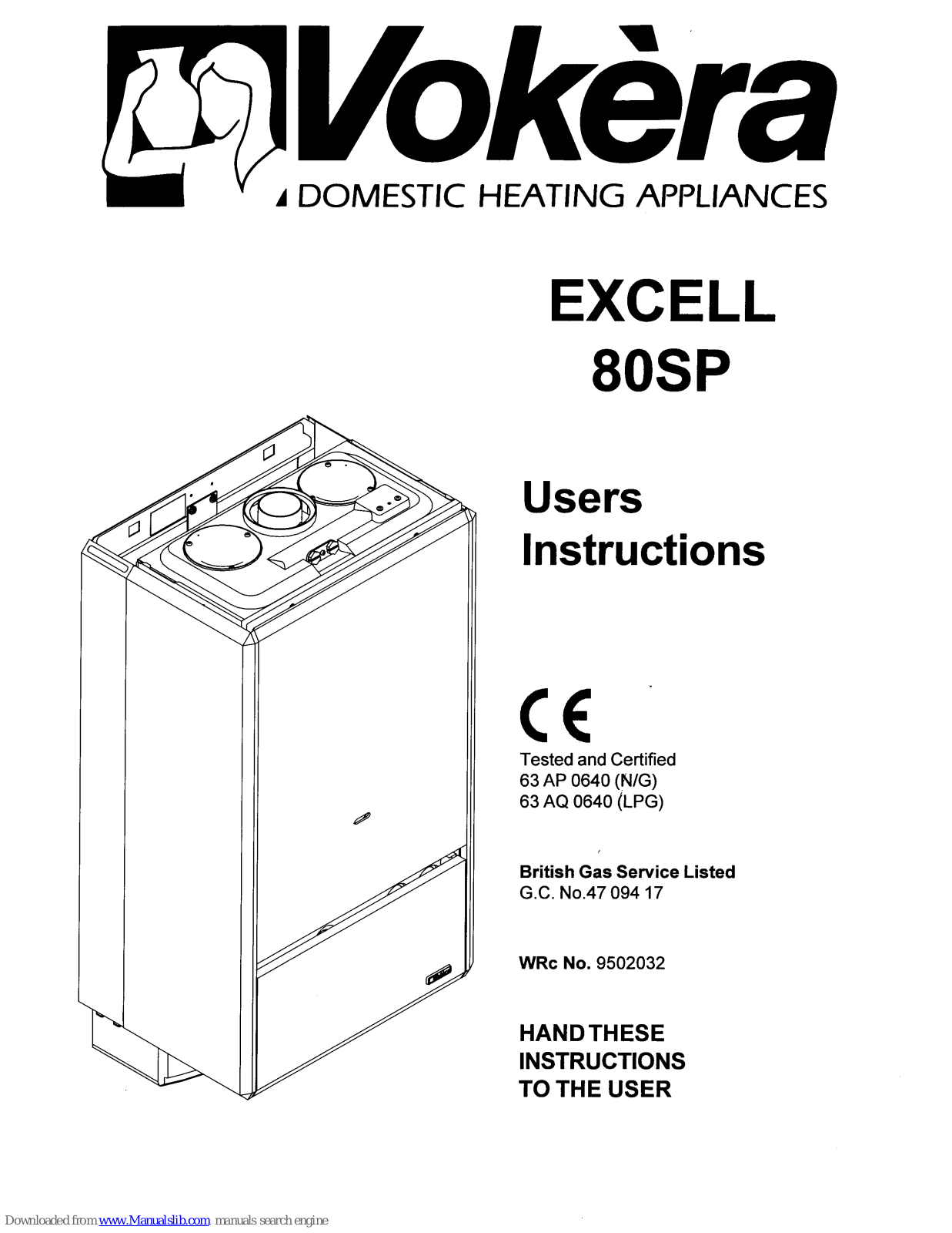 VOKERA Excell 80SP User Instructions