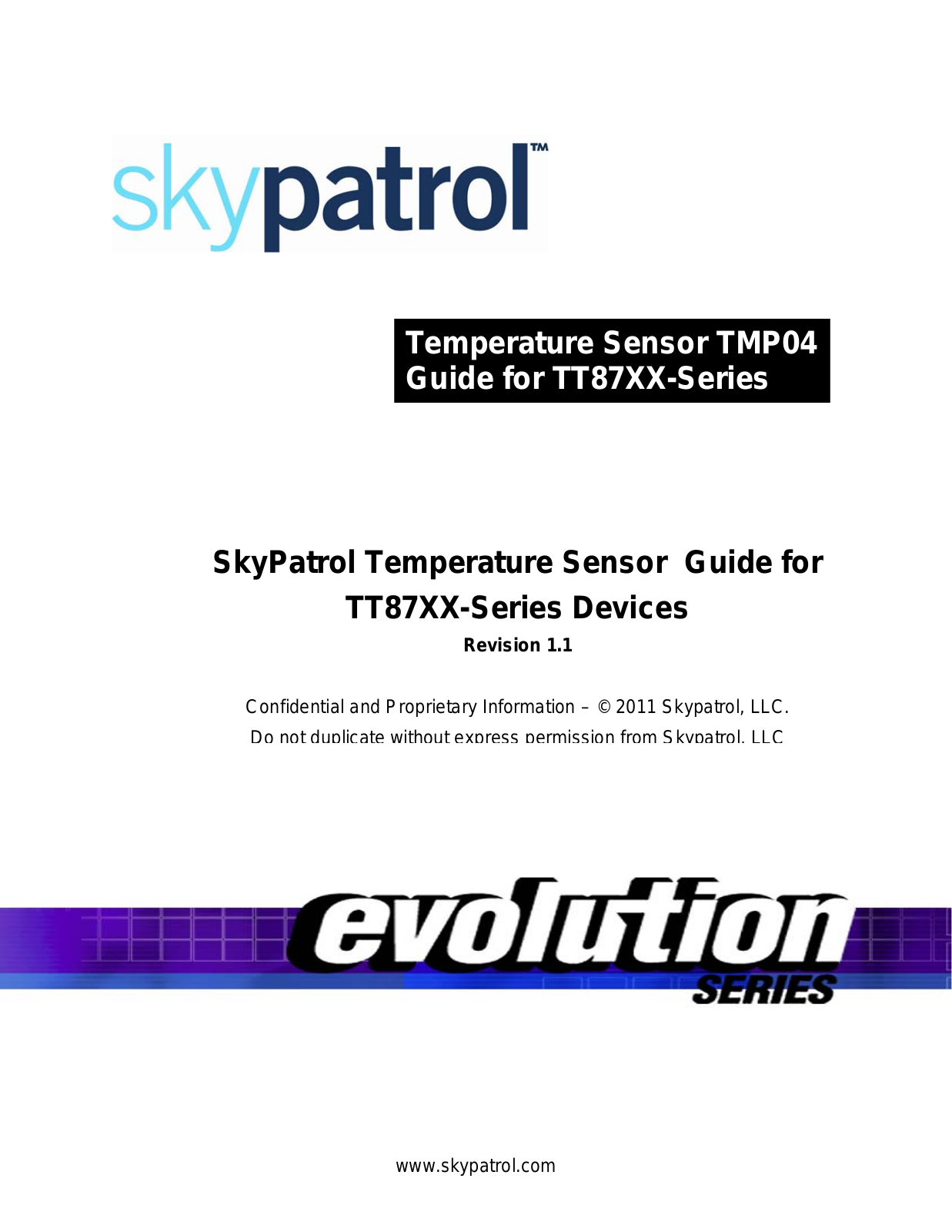 Skypatrol Evolution, TMP04 Series Manual