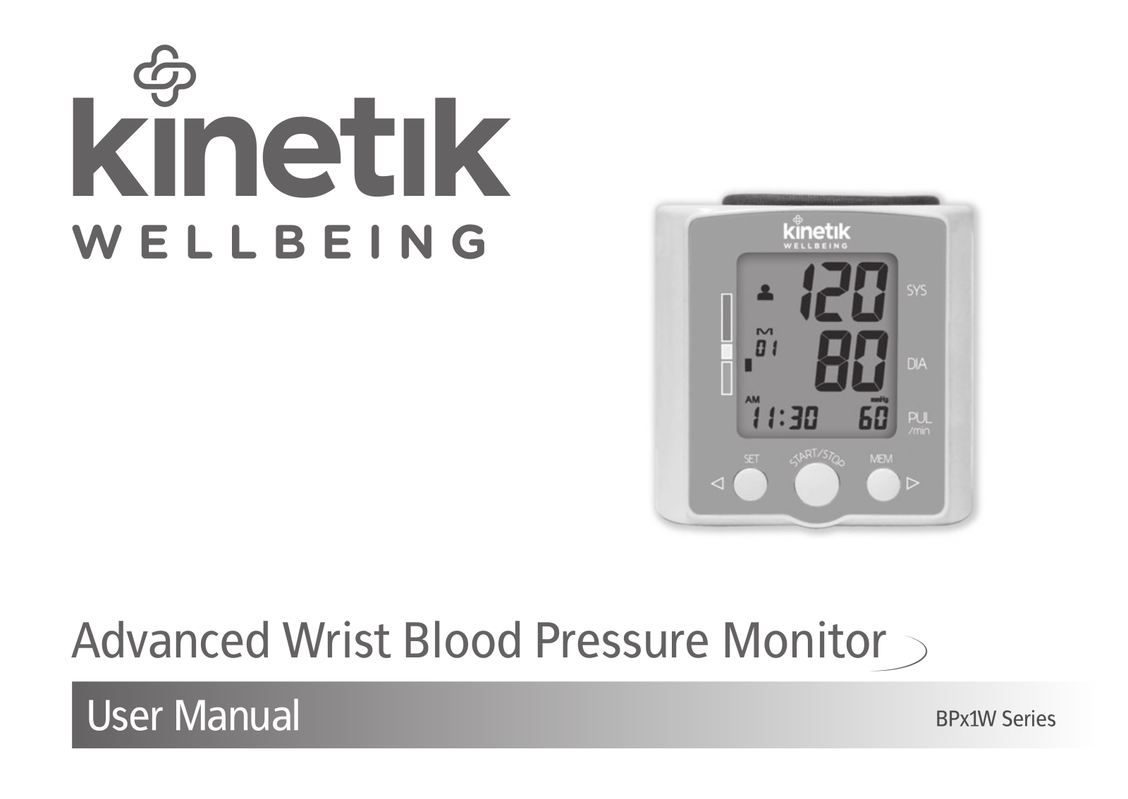 Kinetik Wellbeing BPX1W Instruction manual