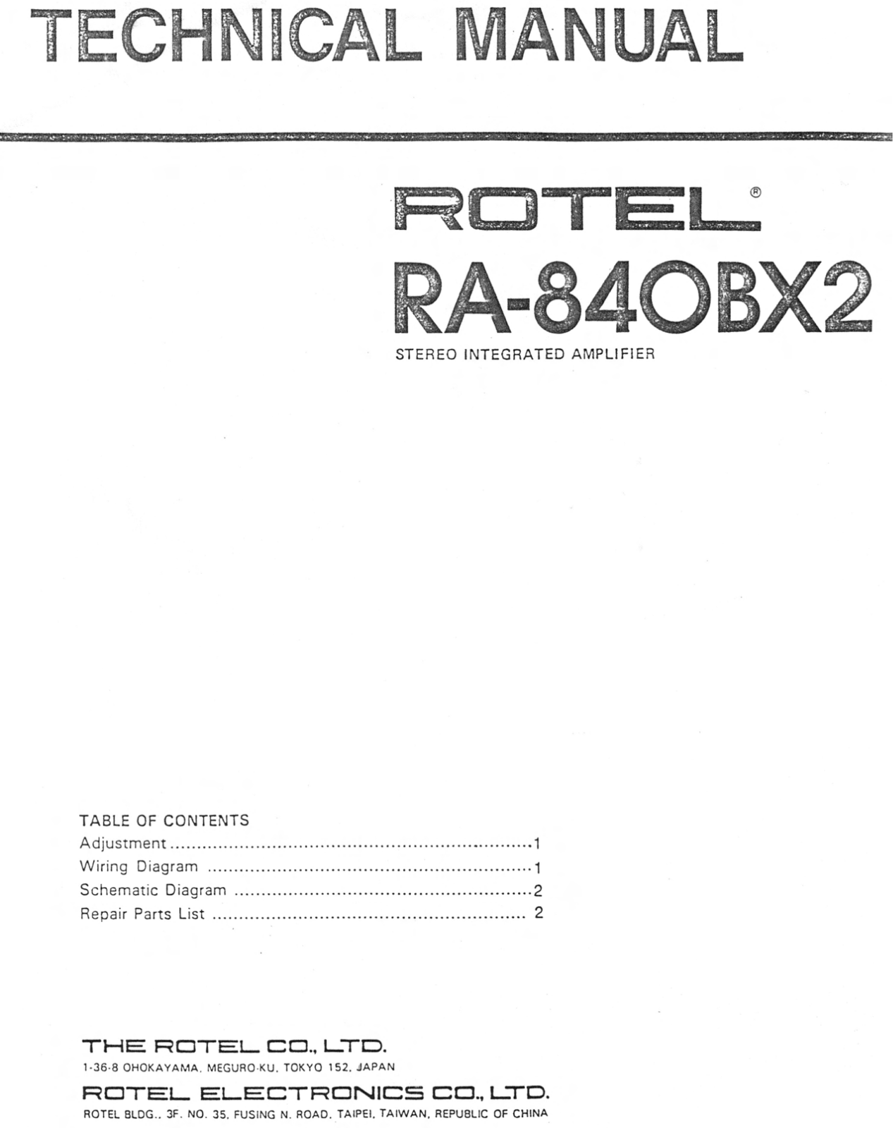Rotel RA-840-BX-2 Service manual