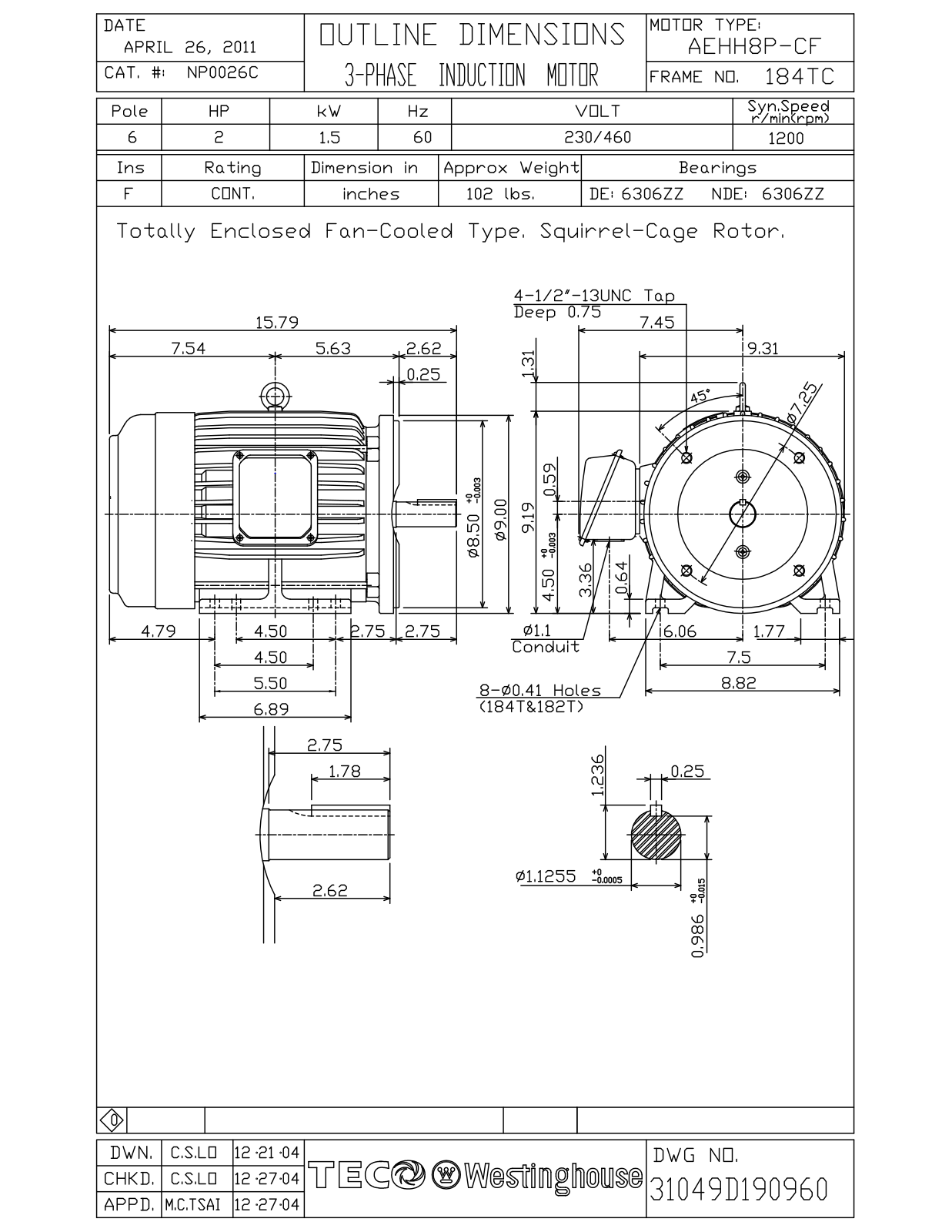 Teco NP0026C Reference Drawing