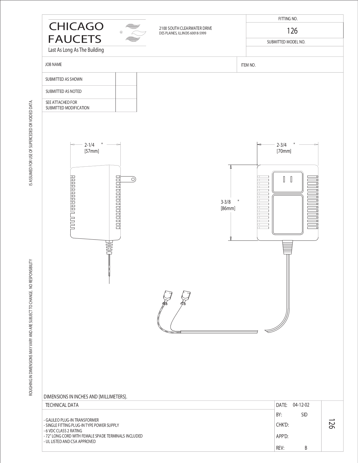 Chicago Faucet 126 User Manual