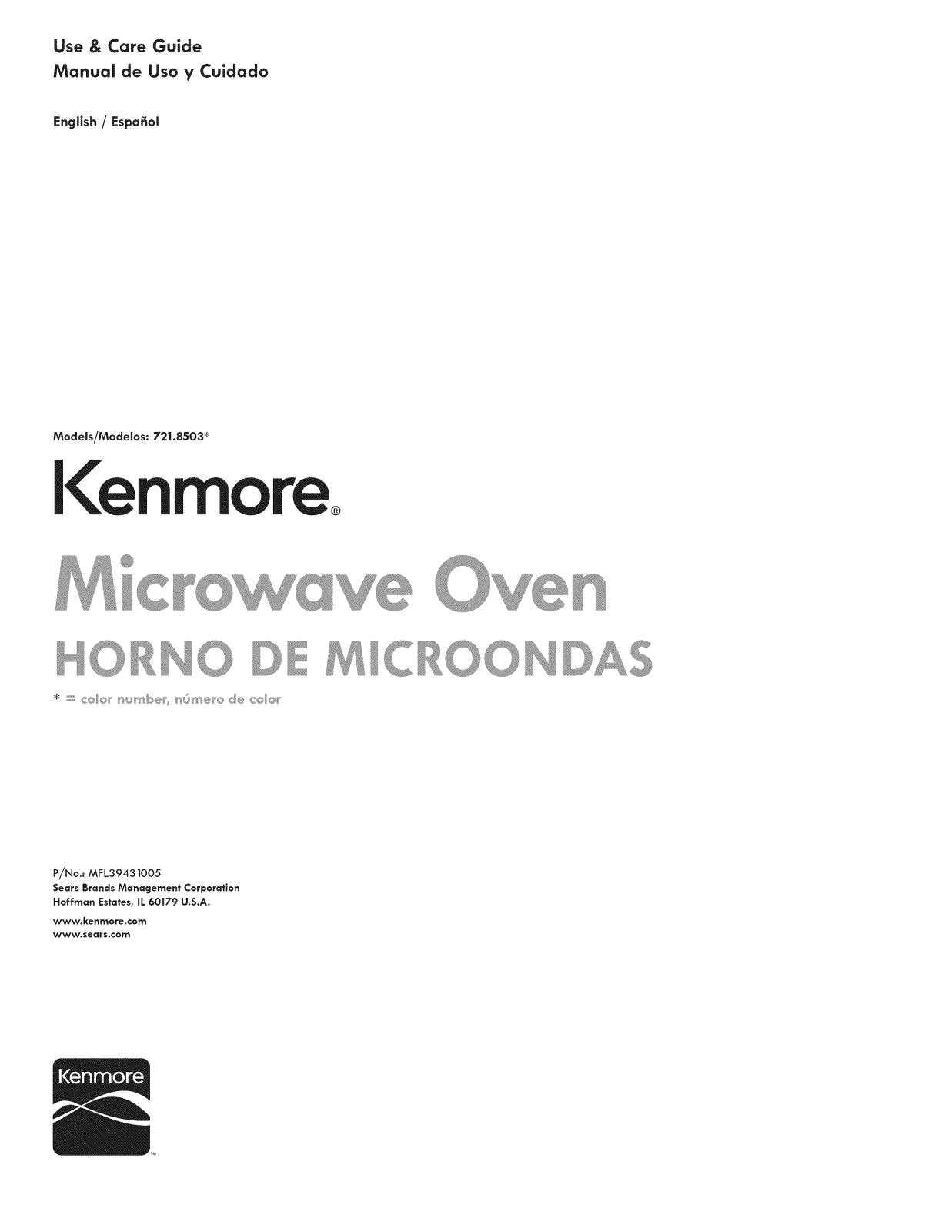 Kenmore 72185039111, 72185033111, 72185033010, 72185032111, 72185032010 Owner’s Manual