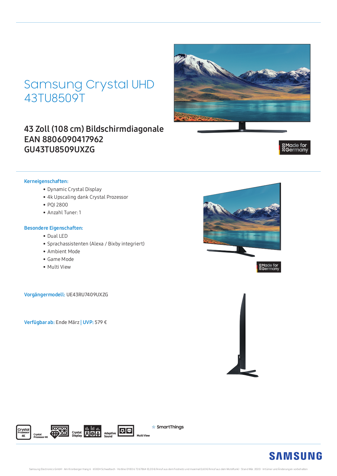 Samsung GU43TU8509 User Manual