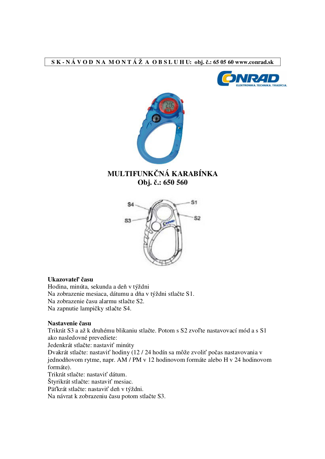 Conrad 1 pc(s) Operation Manual