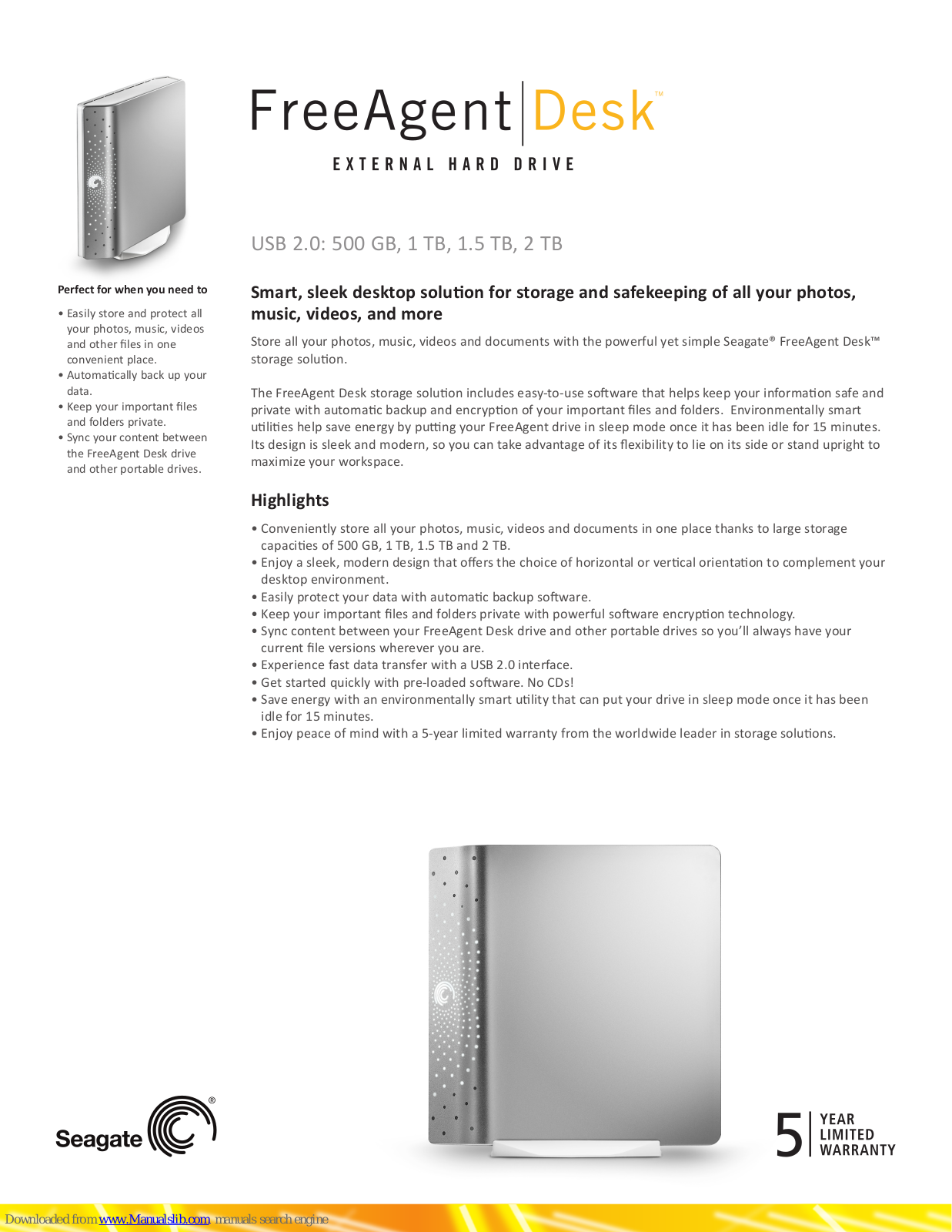 Seagate ST305004FDA2E1-RK, ST310005FDA2E1-RK, ST315005FDA2E1-RK, ST320005FDA2E1-RK Specifications