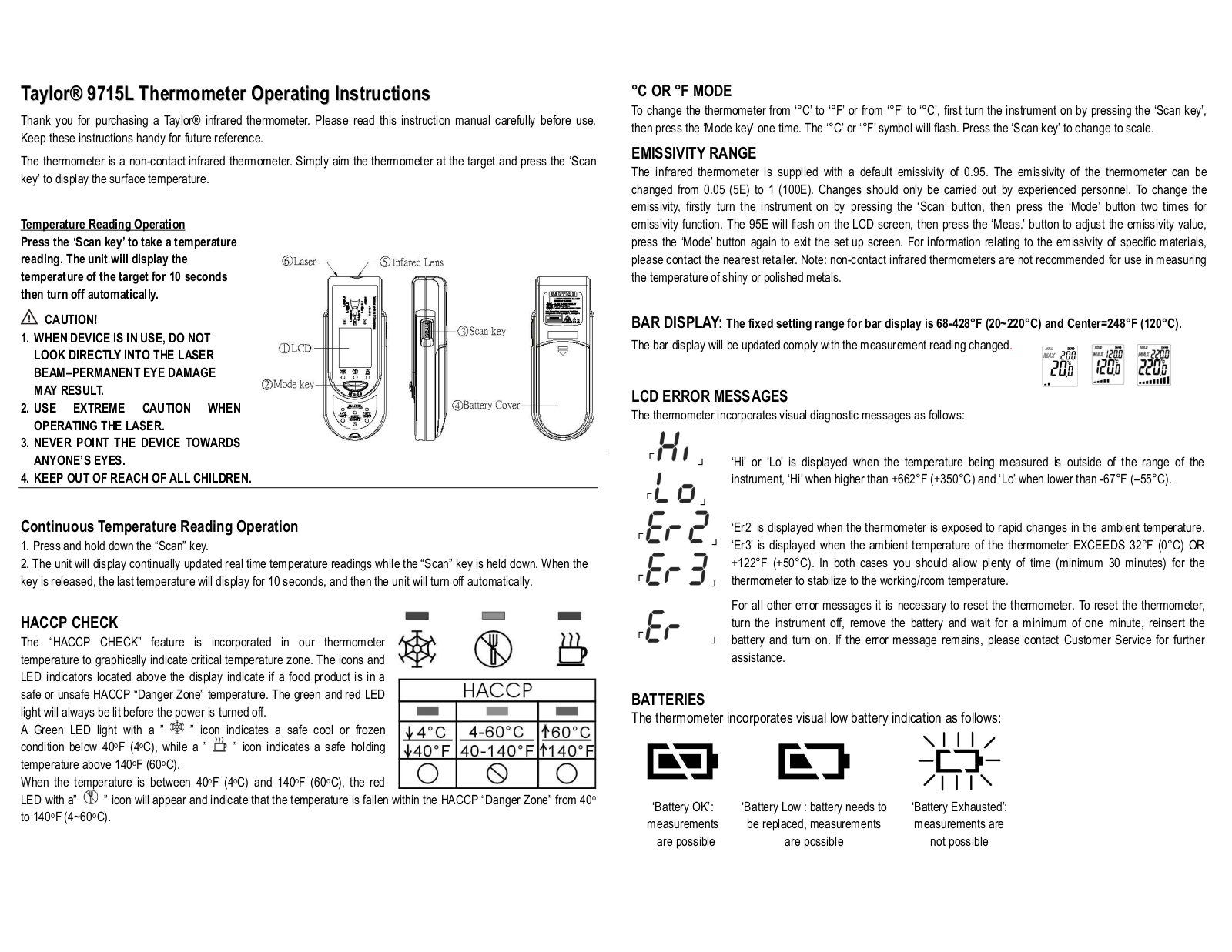 Taylor 9715L User Manual