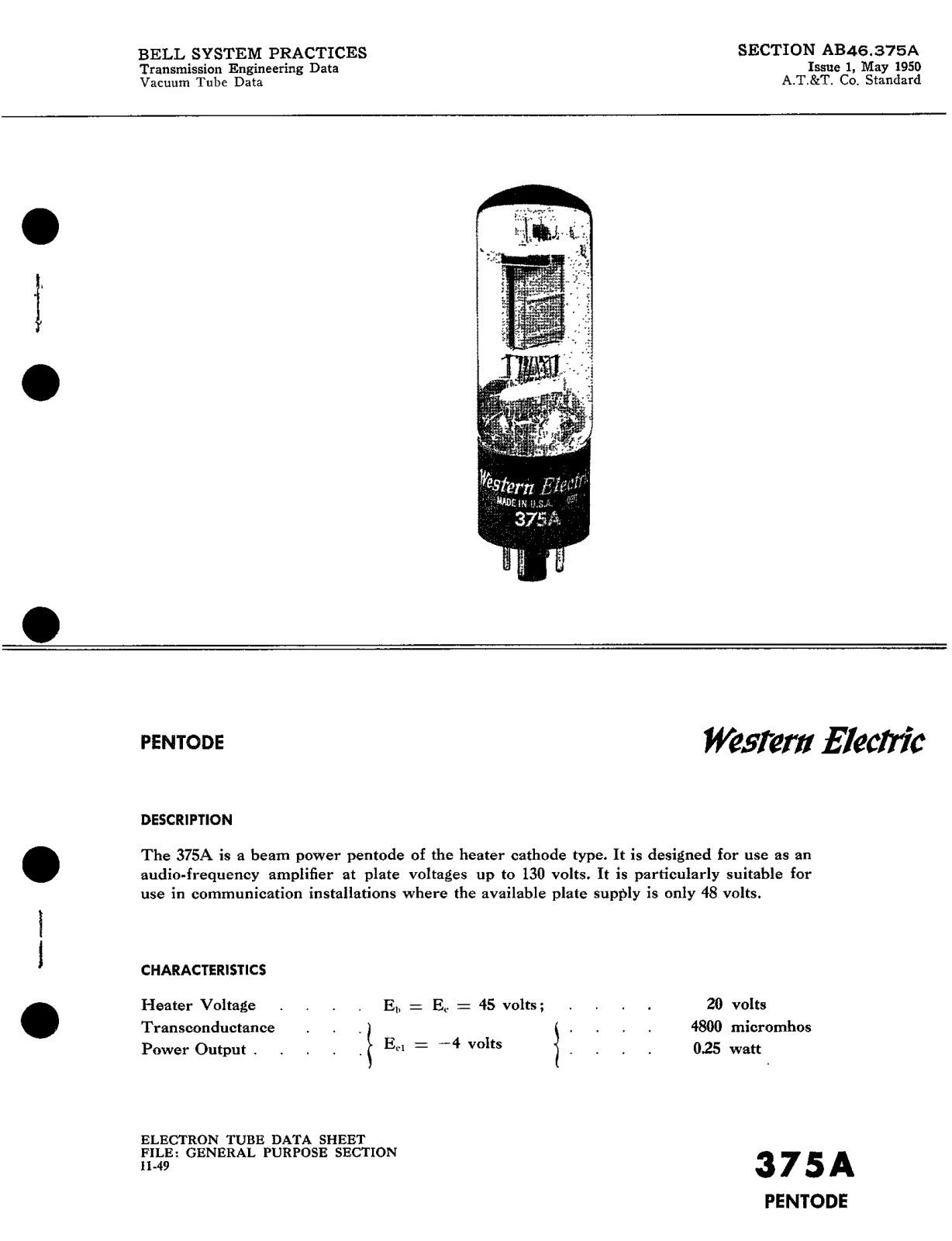 Western Electric 375-A Brochure