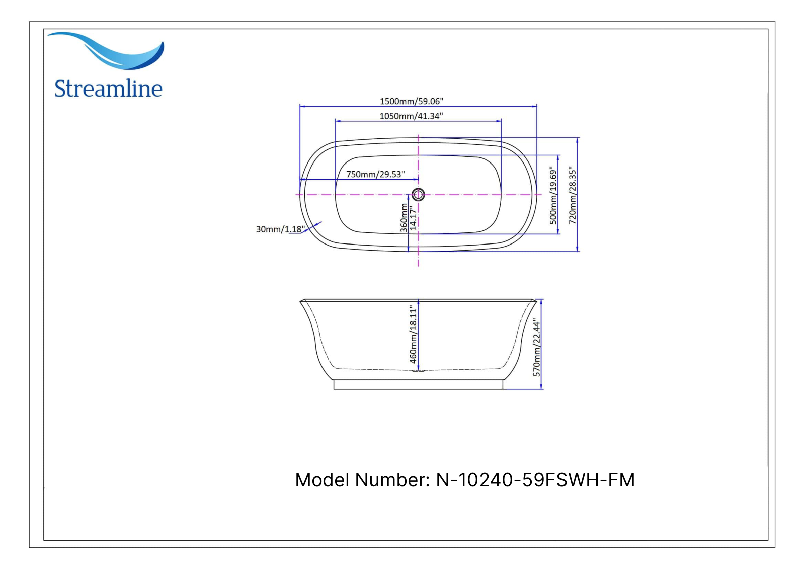 Streamline Bath SLBH4952 Dimensions - ManualMachine.com
