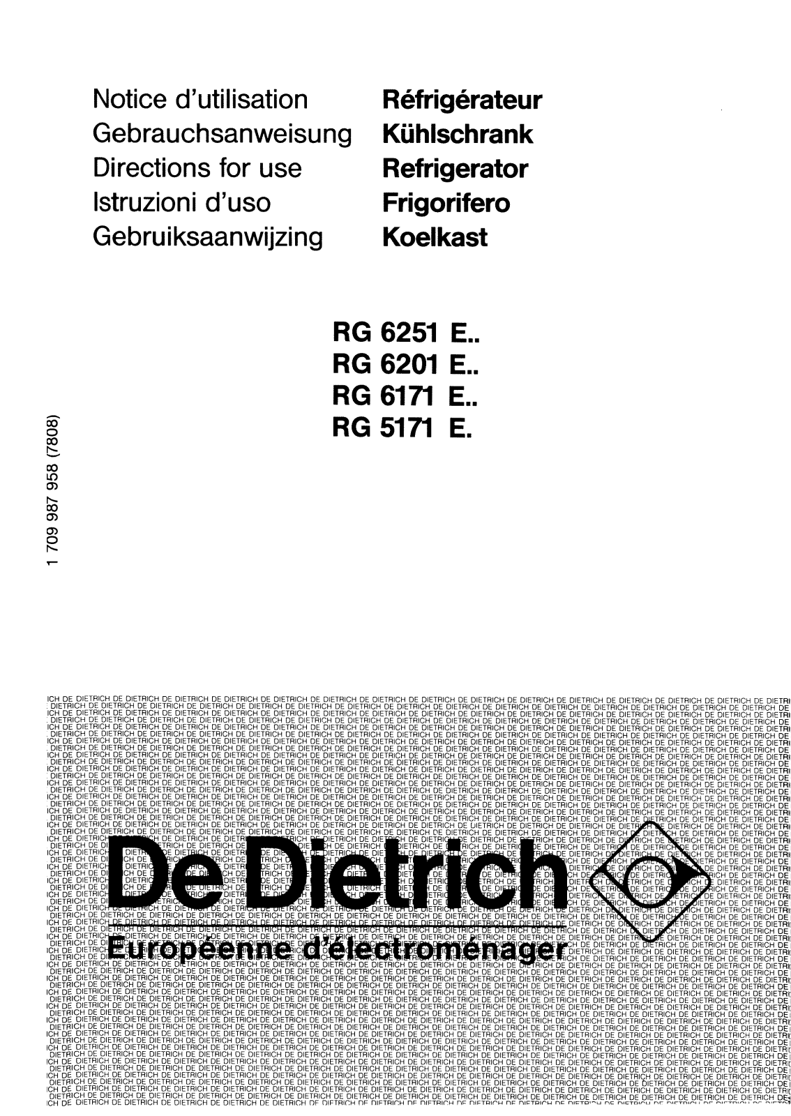 De dietrich RG6154E1, RG6171E1, RG5165E1, RG5171E1 User Manual