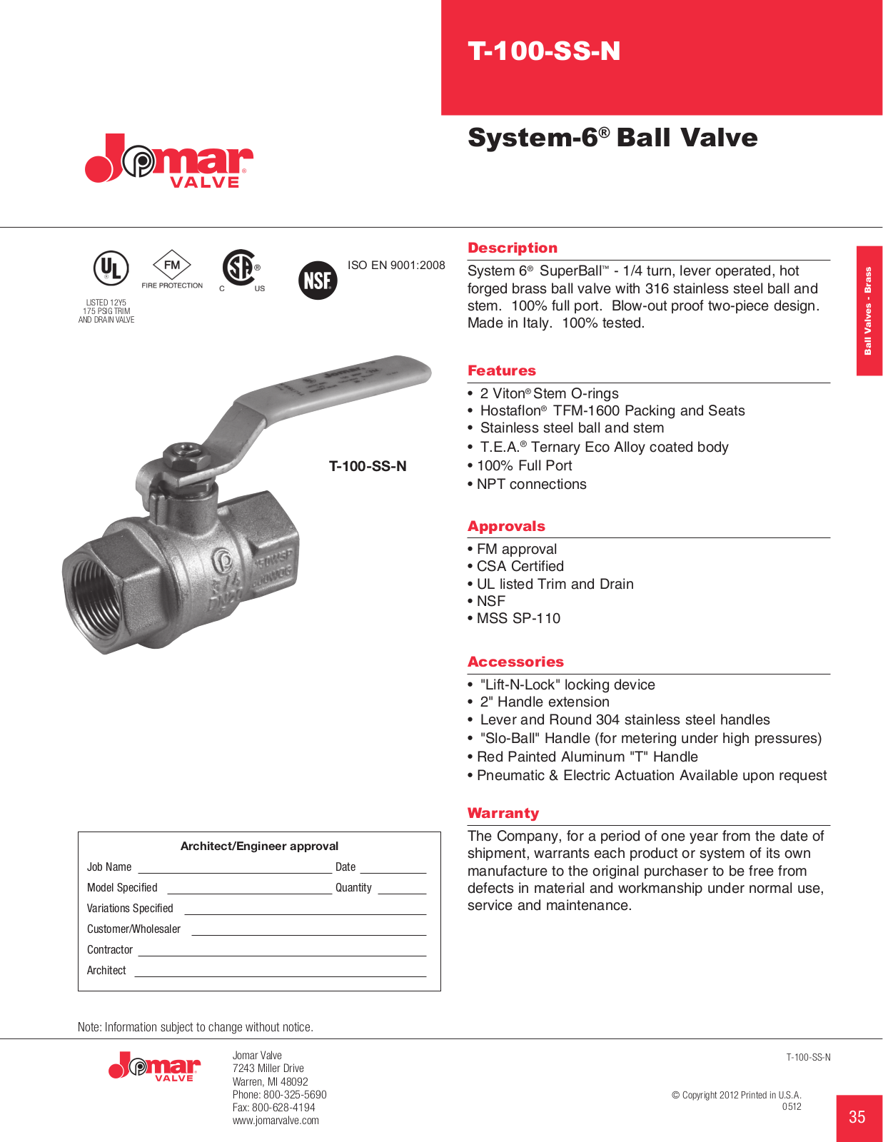 Jomar T-100-SS-N User Manual