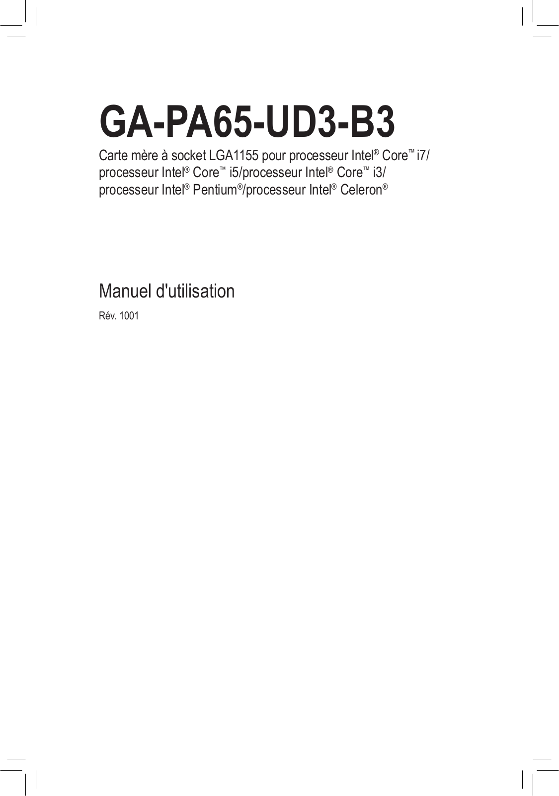 GIGABYTE GA-PA65-UD3-B3 User Manual