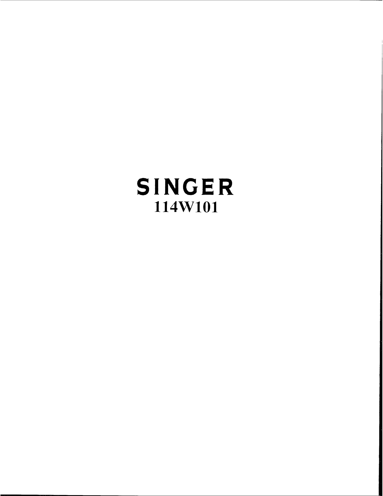 Singer 114W101 User Manual