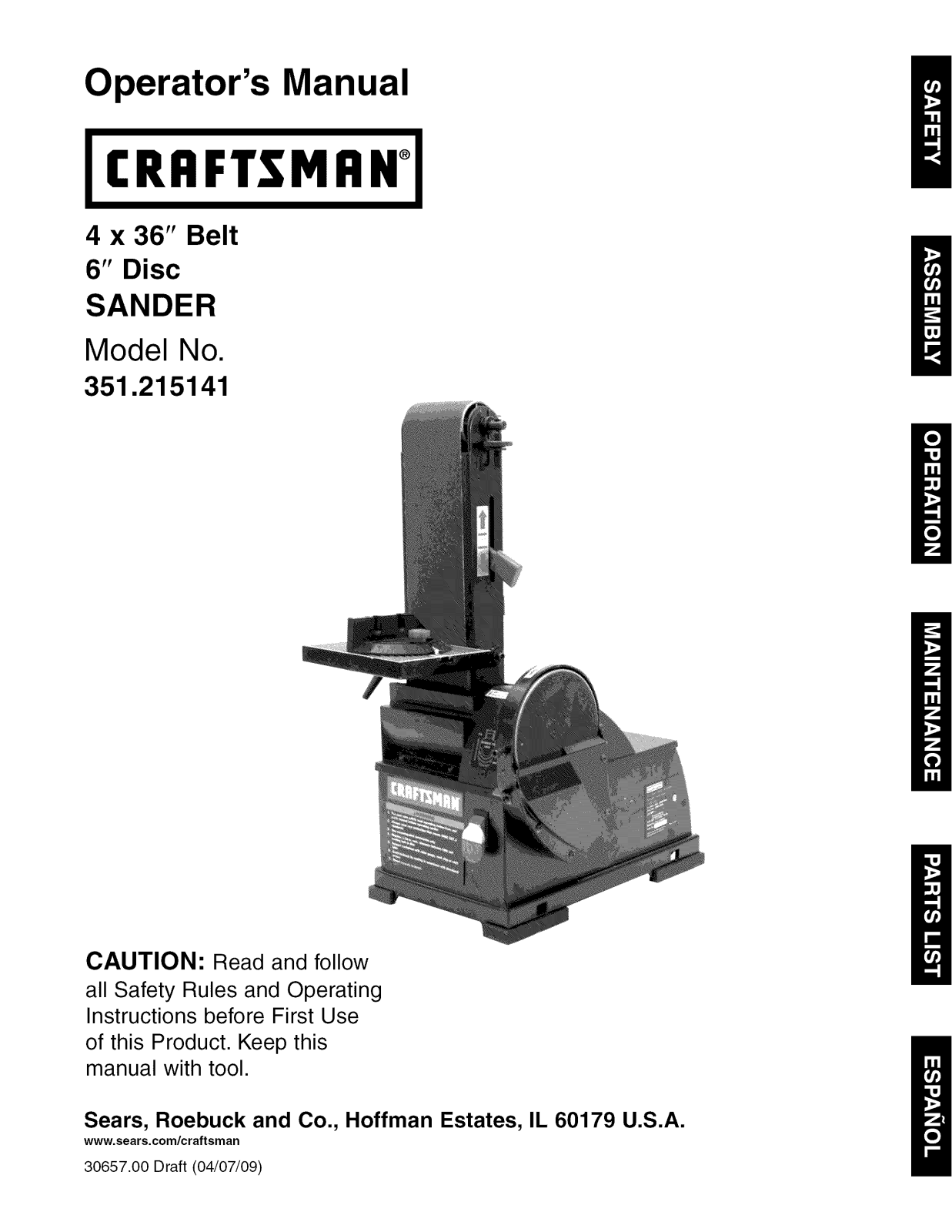 Craftsman 351215141 Owner’s Manual