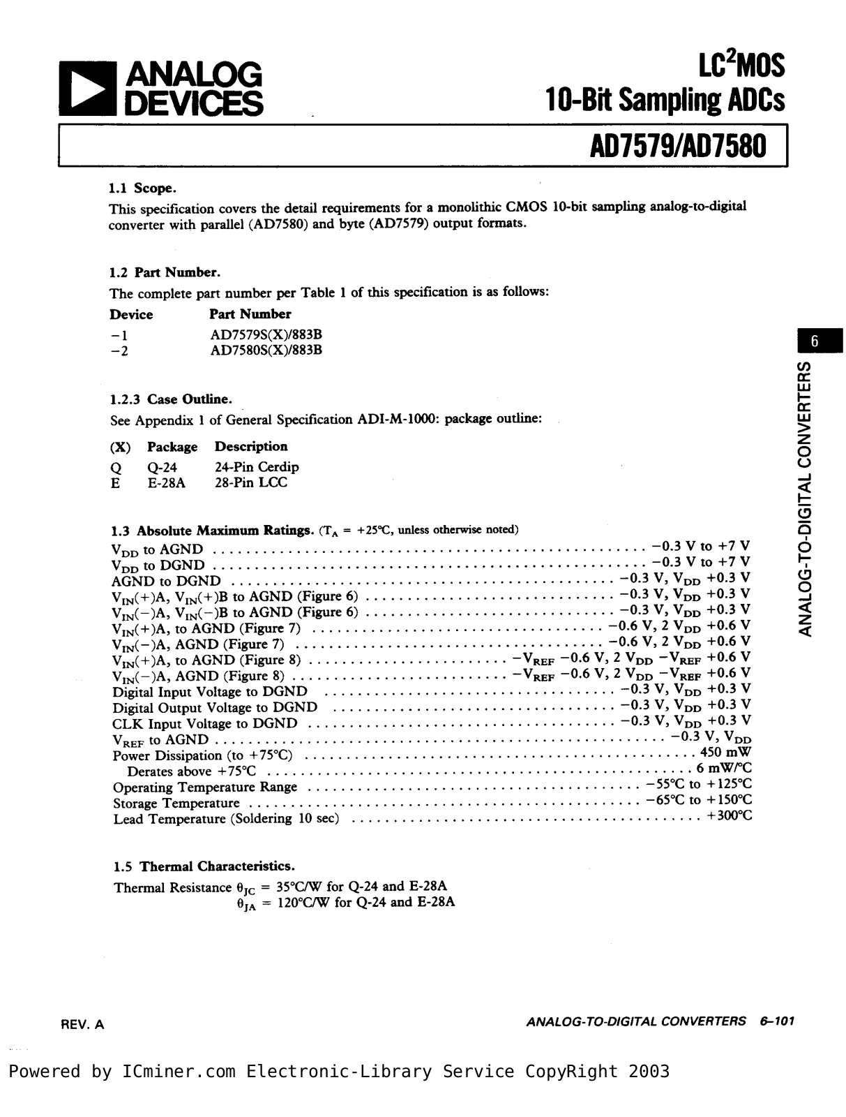 ANALOG DEVICES AD7579, AD7580 Service Manual