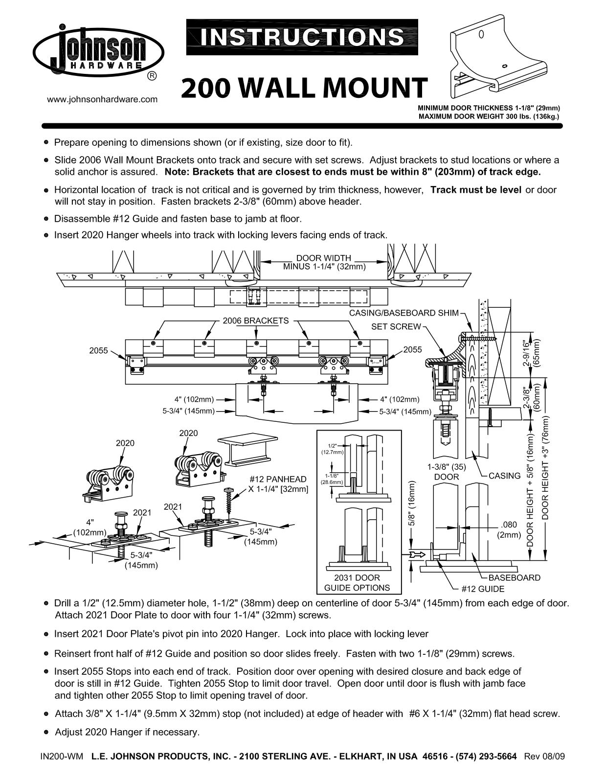 Johnson Hardware 200, 200WM User Manual