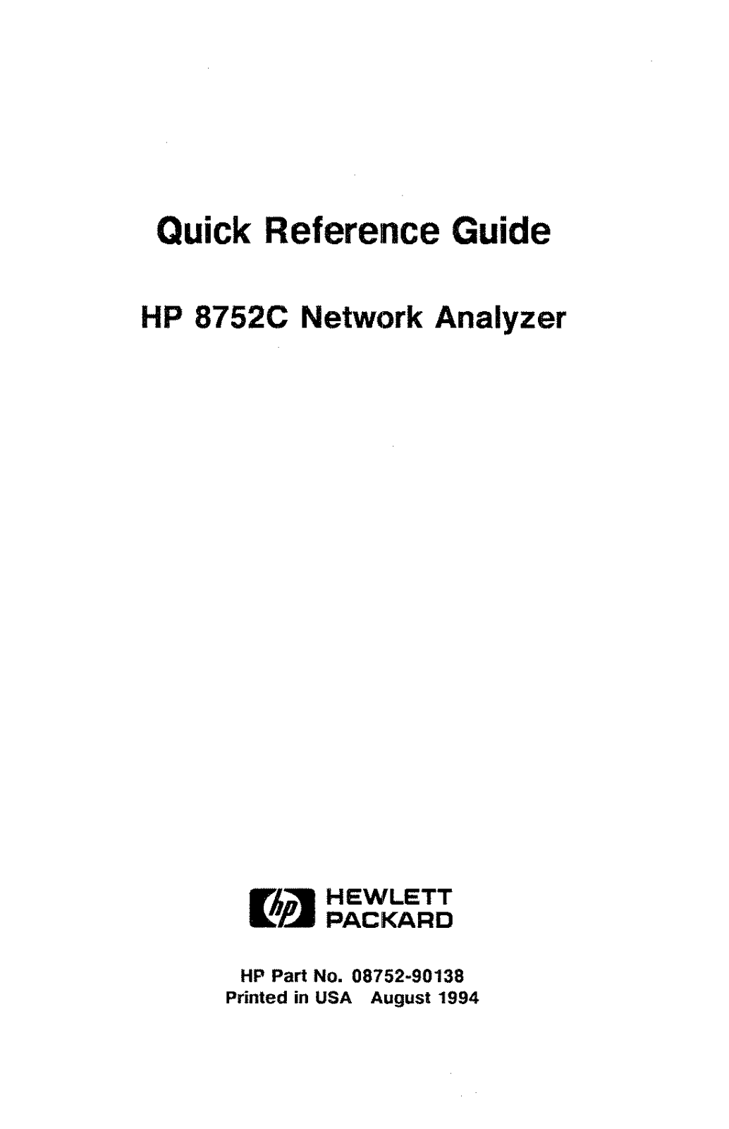 Agilent 8752C Reference Guide