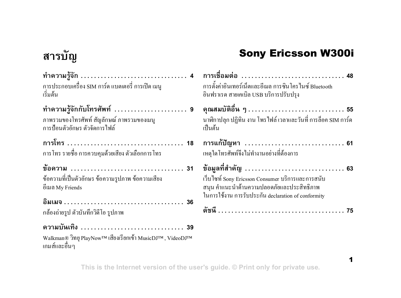 Sony ericsson W300I User Manual