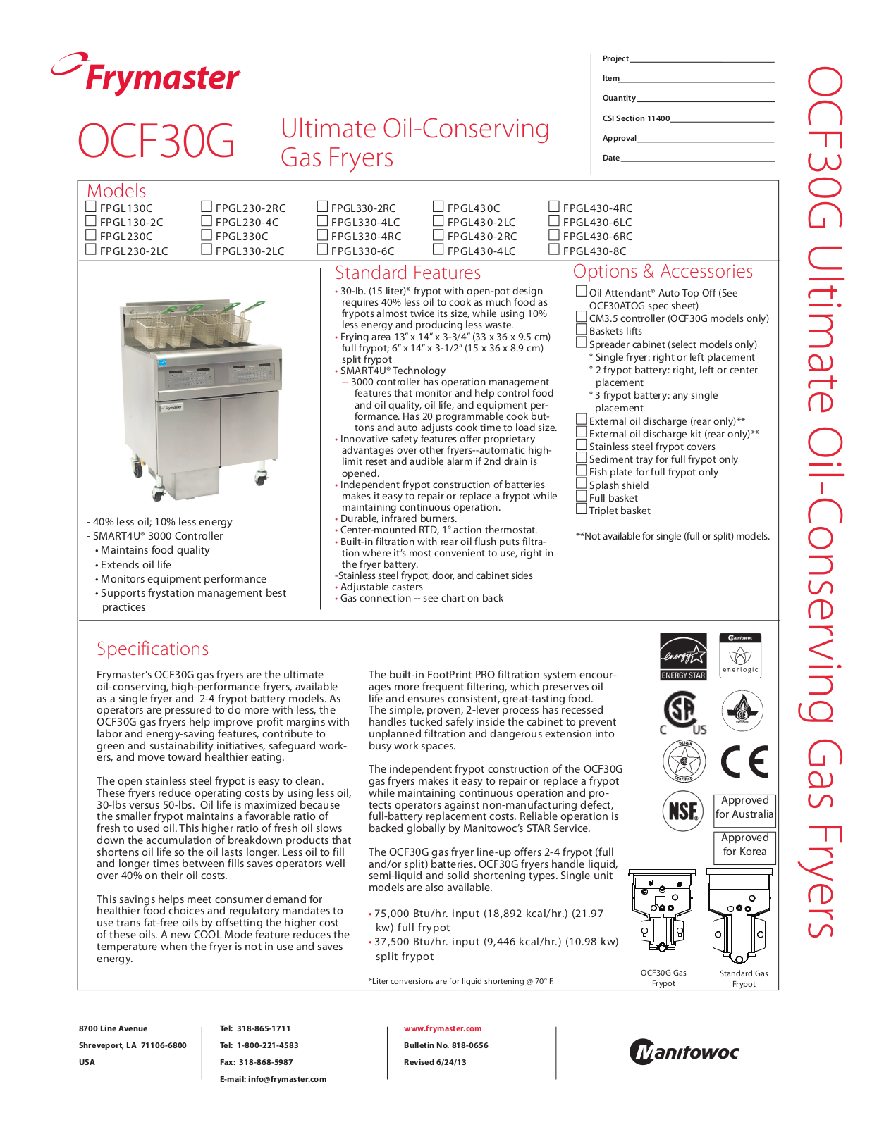 Frymaster FPGL230-2LC User Manual