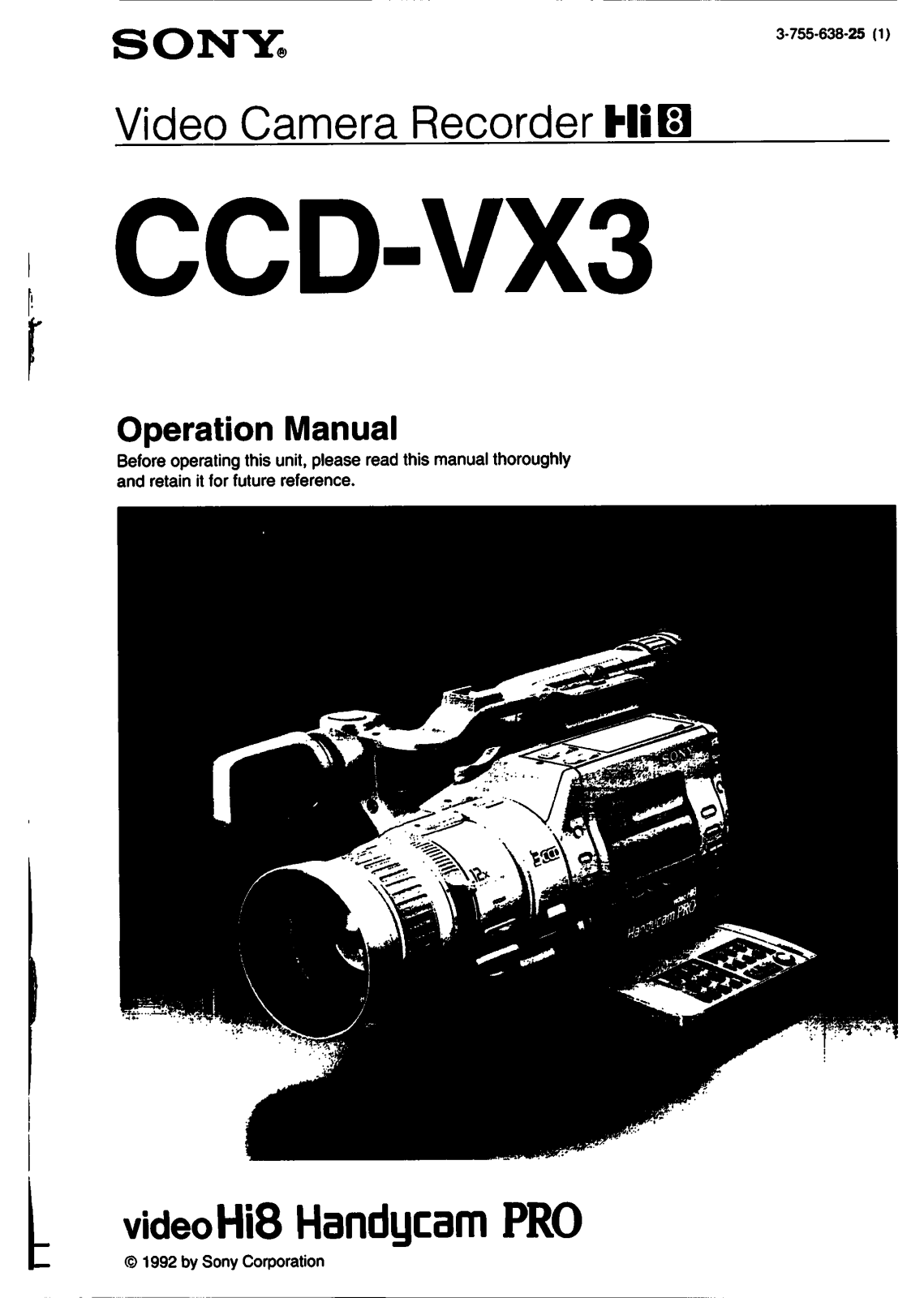 Sony CCD-VX3 User Manual